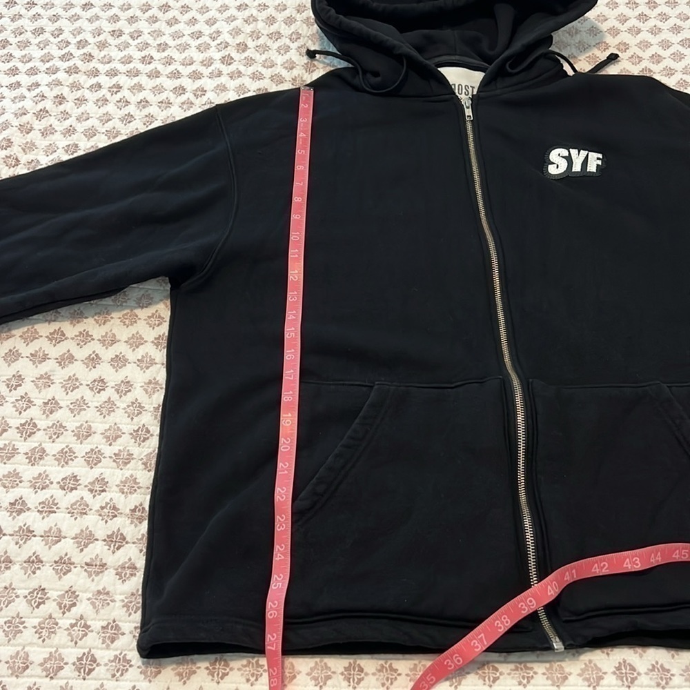 KROST Black Zip Up Hoodie XL Streetwear Minimalist Luxury Heavyweight Cotton SYF - Picture 13 of 17